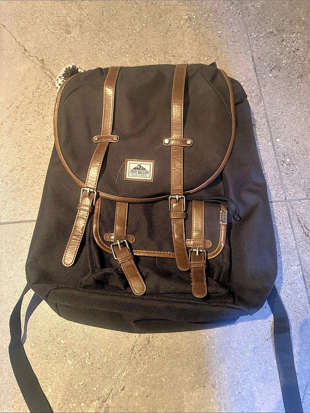 Steve Madden Barnett Avenue Backpack Gingham Backpack in Black & Brown